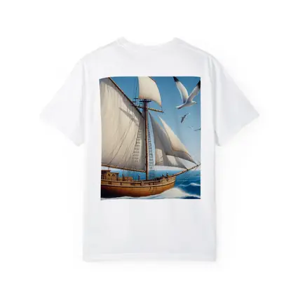 Wooden Sailing Ship Ocean Waves Seagulls