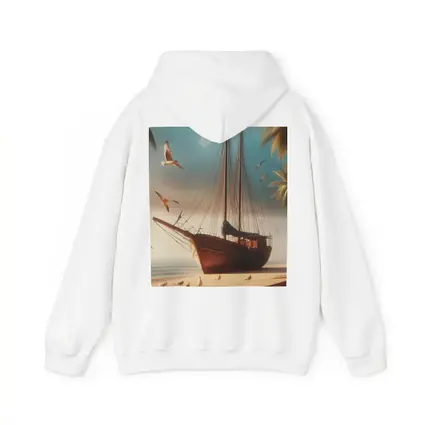 Old Wooden Sailboat Beached Tropical Shore Seagulls