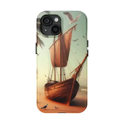 Old Wooden Sailing Ship Tropical Beach