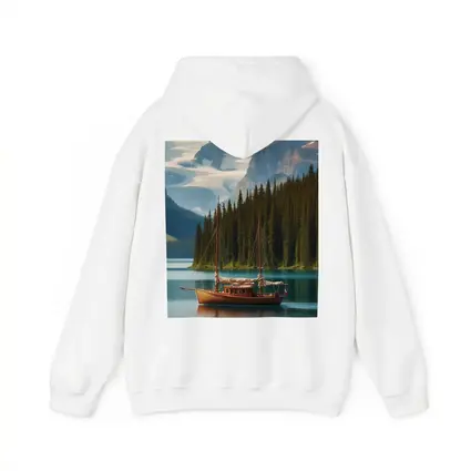 Wooden Sailboat on Turquoise Mountain Lake