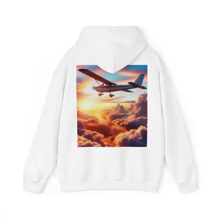Small Plane Flying Above Sunset Clouds