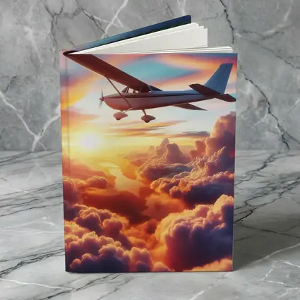 Small Plane Flying Above Sunset Clouds