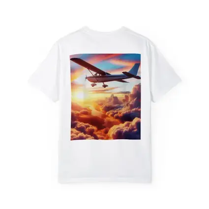 Small Plane Flying Above Sunset Clouds