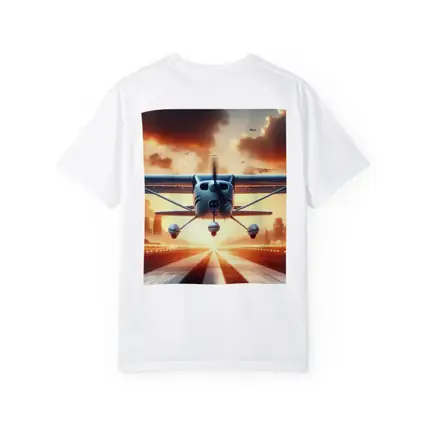 Small Plane Taking Off Sunset Runway