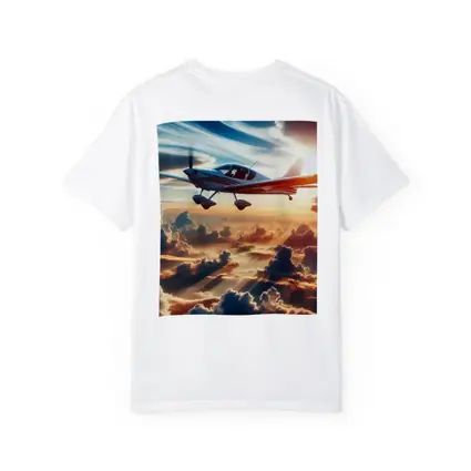 Small Plane Flying Above Golden Sunset Clouds