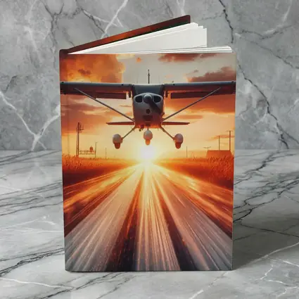 Small Cessna Plane Taking Off At Sunset