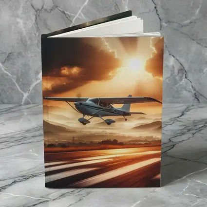 Small Cessna Plane Flying Sunset Mountain Sky