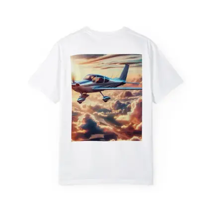 Small Propeller Plane Flying Above Sunset Clouds