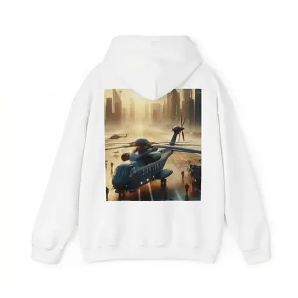 Military Helicopter Futuristic City Sunrise Scene