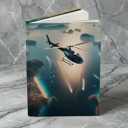 Helicopter Flying Over Tropical Island Archipelago