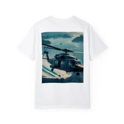 Military Helicopter Flying Over Ocean Islands
