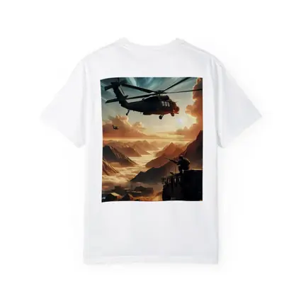 Military Helicopter Soldier Mountain Sunset Scene
