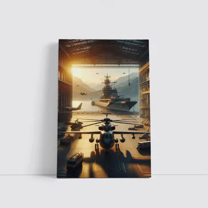 Military Hangar Helicopter Aircraft Carrier Sunset