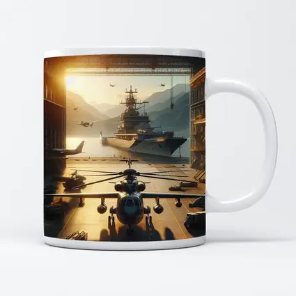 Military Hangar Helicopter Aircraft Carrier Sunset