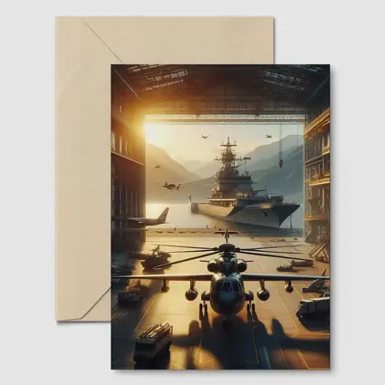 Military Hangar Helicopter Aircraft Carrier Sunset