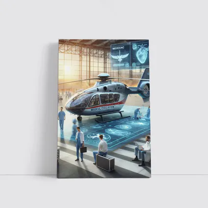 Medical Evacuation Helicopter Hangar Futuristic Scene