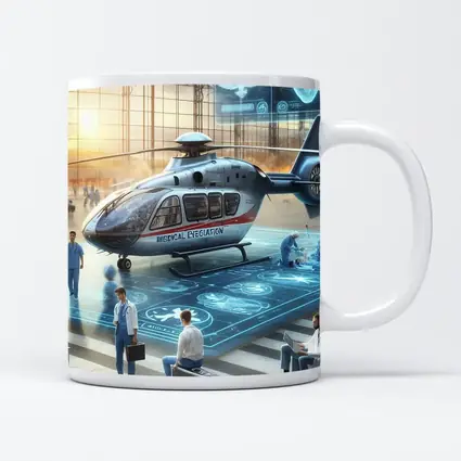 Medical Evacuation Helicopter Hangar Futuristic Scene