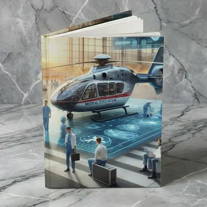 Medical Evacuation Helicopter Hangar Futuristic Scene