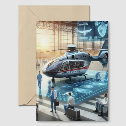 Medical Evacuation Helicopter Hangar Futuristic Scene