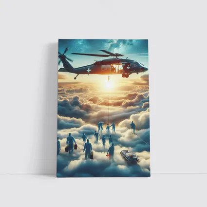 Medical Helicopter Rescue Above the Clouds