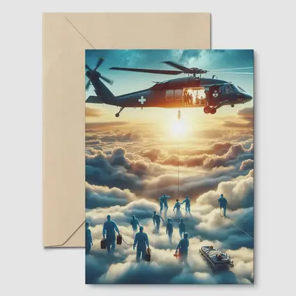 Medical Helicopter Rescue Above the Clouds