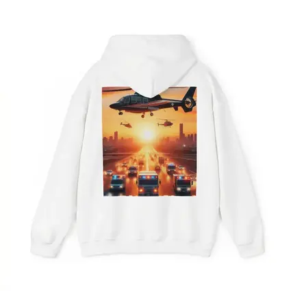 Emergency Helicopters Ambulances City Sunset Scene