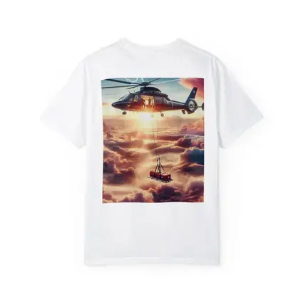 Helicopter Lifting Cargo Above Dramatic Clouds