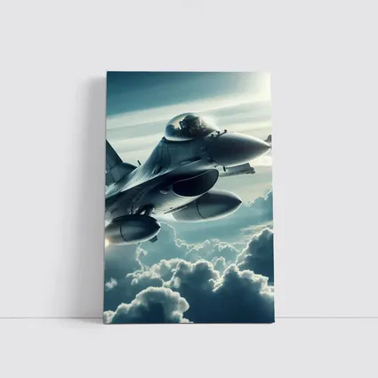 F16 Fighter Jet Flying Above Clouds