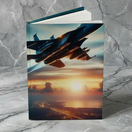 Fighter Jet Flying Over City At Sunset