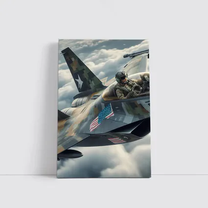 US Fighter Jet Pilot Above Clouds