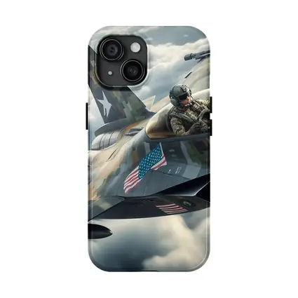 US Fighter Jet Pilot Above Clouds