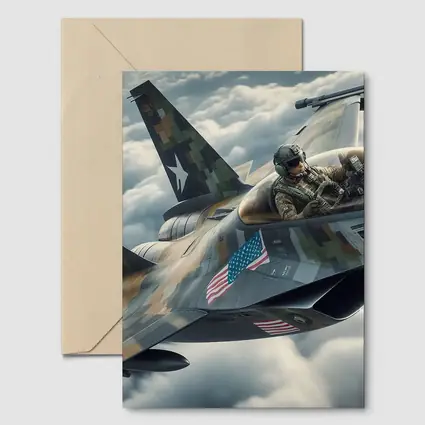US Fighter Jet Pilot Above Clouds