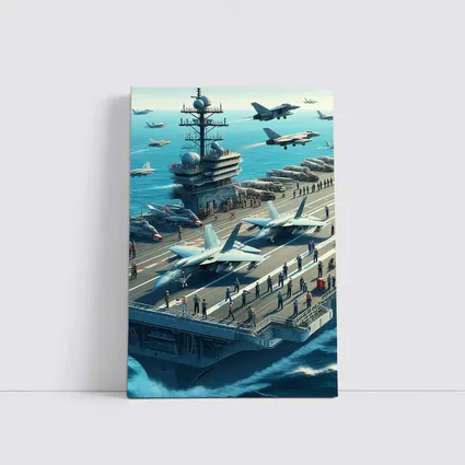 Navy Aircraft Carrier Jets Ocean Military Scene