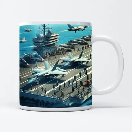 Navy Aircraft Carrier Jets Ocean Military Scene