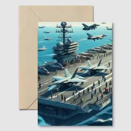 Navy Aircraft Carrier Jets Ocean Military Scene