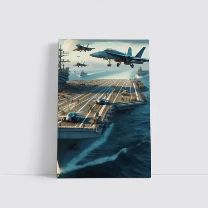 Navy Aircraft Carrier Jets Ocean Military Scene