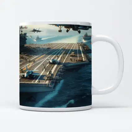 Navy Aircraft Carrier Jets Ocean Military Scene