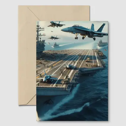 Navy Aircraft Carrier Jets Ocean Military Scene