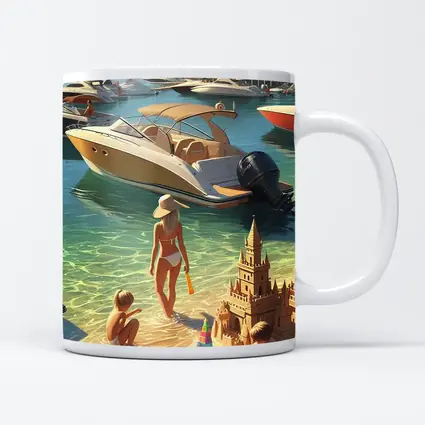 Summer Beach Day Speedboats Marina Scene