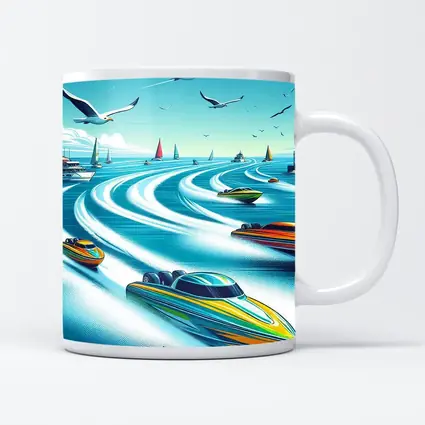 Speed Boats Racing Across Blue Ocean Waters