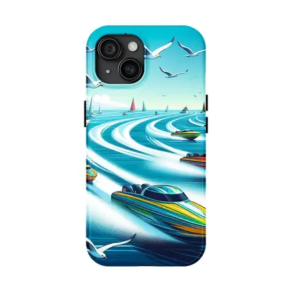 Speed Boats Racing Across Blue Ocean Waters