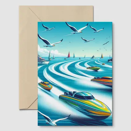 Speed Boats Racing Across Blue Ocean Waters