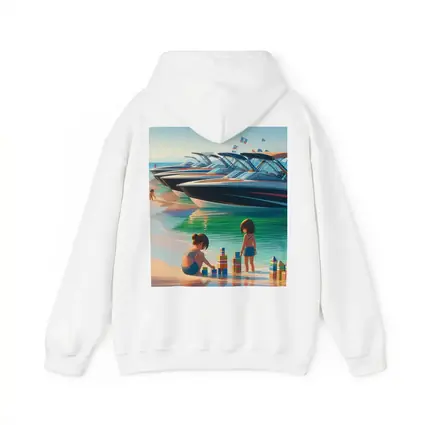 Kids Playing Beach Speedboats Sunny Summer Day