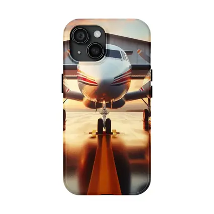 Twin Engine Propeller Plane Sunset Hangar