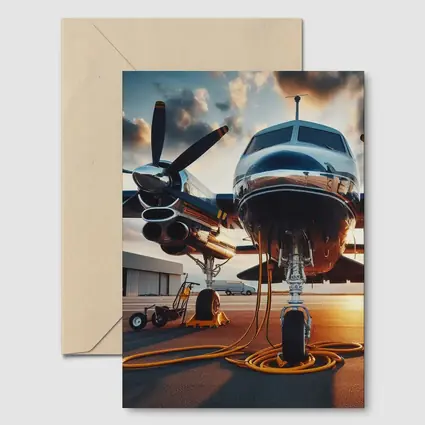 Private Propeller Plane On Airport Tarmac Sunset