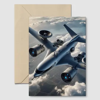 Futuristic Military Drone Aircraft Above Clouds