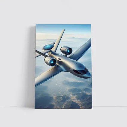 Futuristic Concept Jet Flying Over Mountains