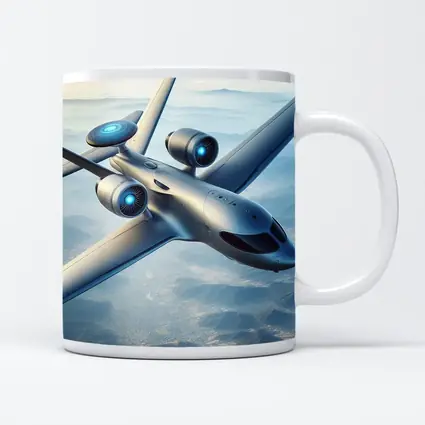 Futuristic Concept Jet Flying Over Mountains