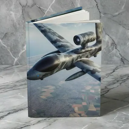 Military Camouflage Drone Flying Over Fields