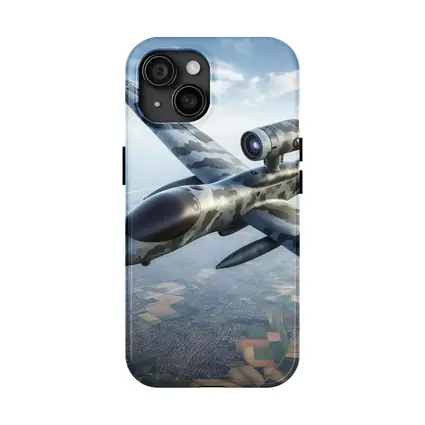Military Camouflage Drone Flying Over Fields